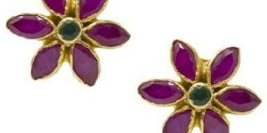 Silver Gold Plated Flower Studded Tops