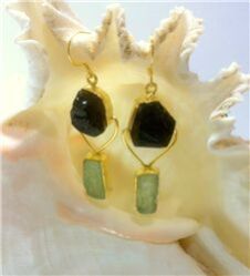 SMOKY QUARTZ AND GREEN KYANITE ROUGH EARRINGS
