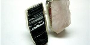 TOURMALINE AND ROSE QUARTZ ROUGH RING