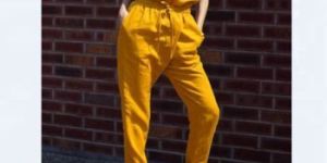 Yellow Linen Women Jumpsuit