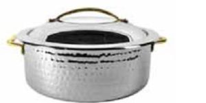 Skyserv Induction Hammered Steel Round 3 Ltr Dutch Oven with Food Pan