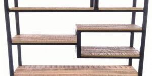 Wooden And Iron Open Bookshelf