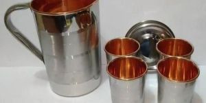 Stainless Steel Copper Jug Glass Set