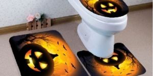 Pumpkin Withered Tree Printed Bathroom Mats