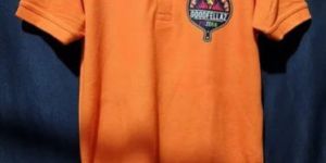 Mens Orange Promotional Printed Polo T Shirt