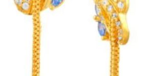 Azure Paisley Gold Earrings