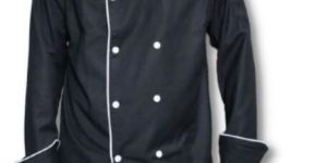 Black Chef Coat with White Piping