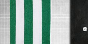 Rekhas Premium Cotton Pool Towel, Green & White Cabana Cotton Stripe, Unisex Bath Towel