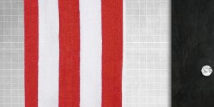 Rekhas Premium Cotton Pool Towel, Red & White Cabana Cotton Stripe, Unisex Bath Towel