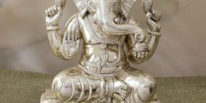 Sitting Silver Ganesh Statue
