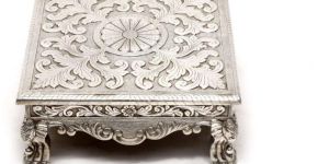 Square Elephant Legs Silver Chowki