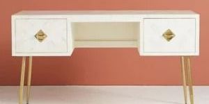 White Indian Handmade Bone Inlay Console Table