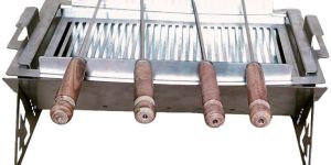 Homestone Portable Foldable SS Tandoor Charcoal Bbq Grill Set