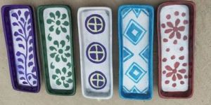 Blue Pottery Pencil Tray