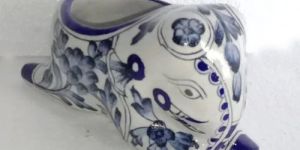 Elephant Shape Blue Pottery Pot