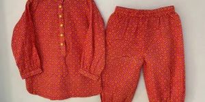 Red Girls Kids Kurta Pajama Set