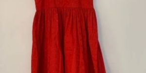 Red Plain Girls Kids Gown