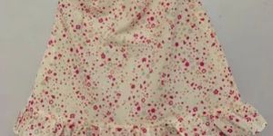 White Printed Girls Kids Jabla Frock