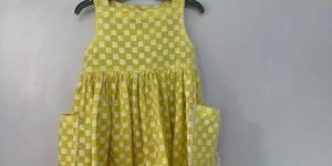 Yellow Dotted Printed Girls Kids Frock