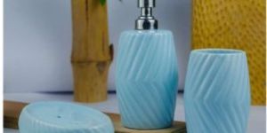 Tyre Shaped Sky Blue Ceramic Bathroom Set