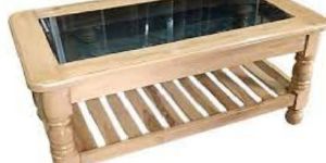 Glass Top Wooden Table