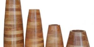 Table Top Decorative Wooden Flower Vase Set of 4 Pcs