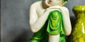 White Green Polyresin Buddha Statue