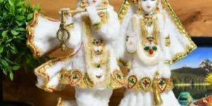 White Marble Radha Krishna Statue