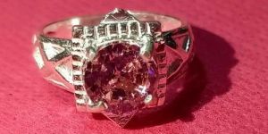 Light Pink Gemstone Ladies Silver Ring