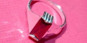 Men Red Gemstone Silver Ring
