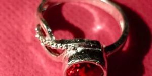 Red Amethyst Silver Gemstone Ring