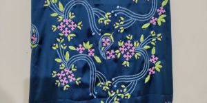Blue Satin Embroidered Unstitched Suit