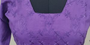 Purple Cotton Embroidered Kurti