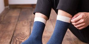 Blue & White Mens Full Length Cotton Sock