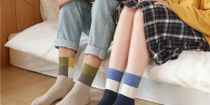 Brown & Dark Blue Unisex Non Terry Cotton Sock
