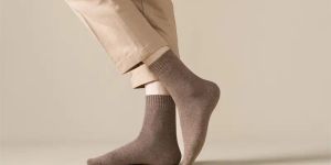 Brown Unisex Full Length Terry Cotton Sock