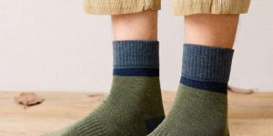 Green Cotton Unisex Ankle Sock