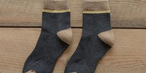 Grey & Brown Cotton Unisex Ankle Sock