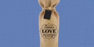 Printed Jute Wine Bag