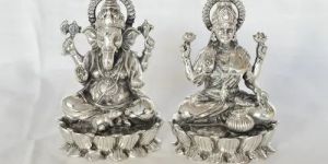 Silver Laxmi Ganesh Statue