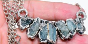 Aquamarine Gemstone Sterling Silver Necklace