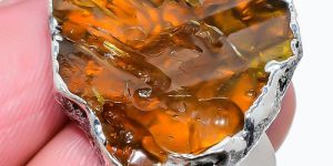 Baltic Amber Gemstone Electroformed Sterling Silver Ring