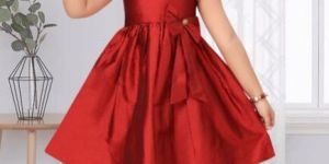 Girls Plain Party Wear Necklace Dress