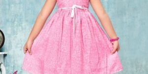 Girls Printed Pink Frock