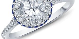 Vibrant Sapphires And Halo Diamond Accents Setting with Center Diamond