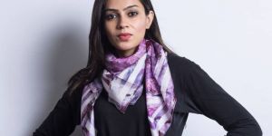Pink Marble Silk Square Scarf