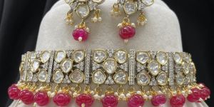 T.T Plated Boxed Shaped Pure Brass Real Kundan Choker Set