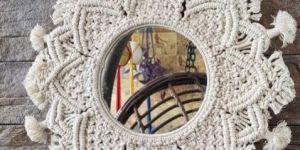off White Macrame Mirror