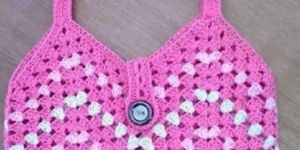 Pink and White Crochet Handbag