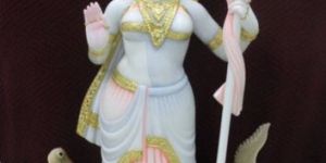 Painted Khodiyar Maa Marble Statue